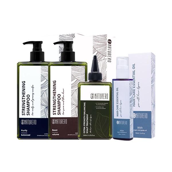Naturero植淨林 強健洗髮精400ml 任2入+雙效頭皮平衡淨化液200ml 贈輕盈有感髮絲精華油100ML